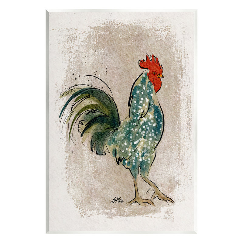 Poule mouchetée, oiseau de campagne - impression, H 19 po x l 13 po x P 0,5 po, Bois