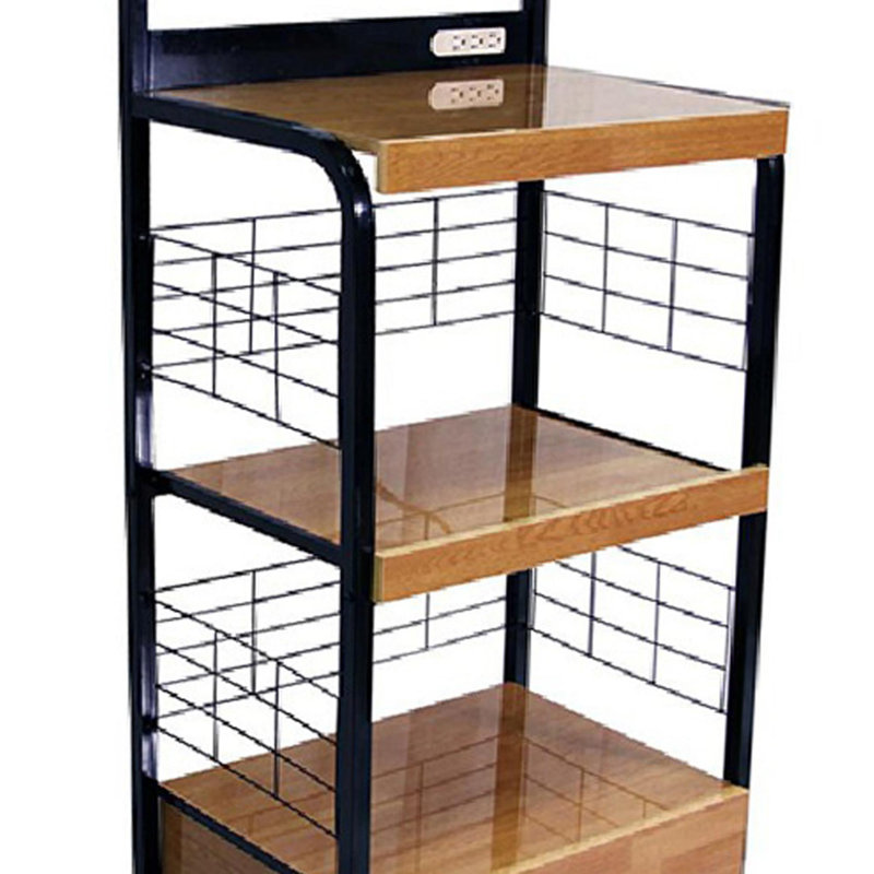Chariot de cuisine en bois massif Theresa, Noir / brun
