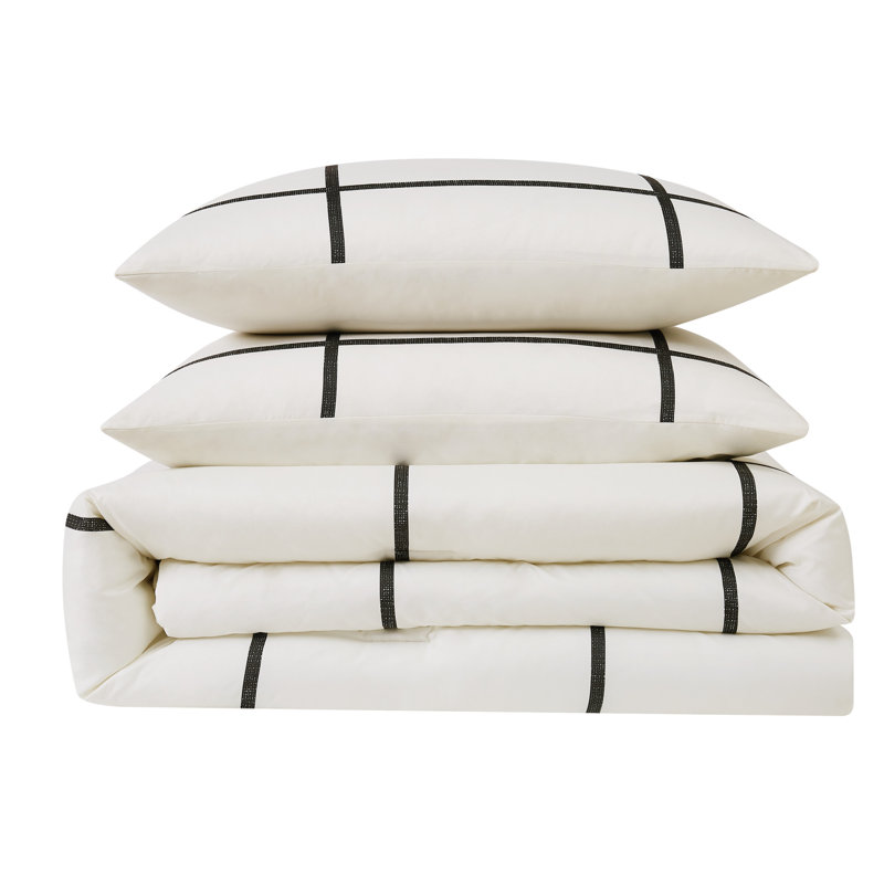 Kurt Windowpane Duvet Cover Set, King Duvet Cover + 2 Shams