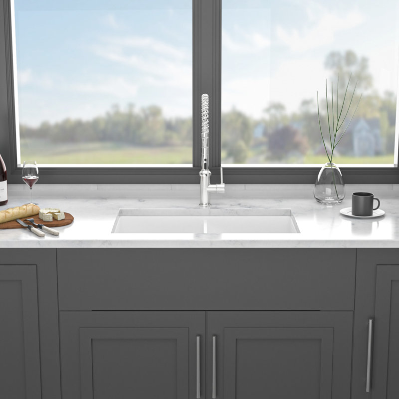 Évier double encastré en céramique 32 po - cuve blanche pour une organisation pratique de la cuisine