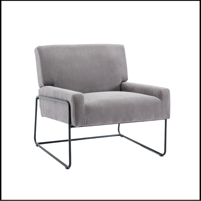 Lopardo Waiting Room Chair with Metal Frame, 100% Polyester Gray