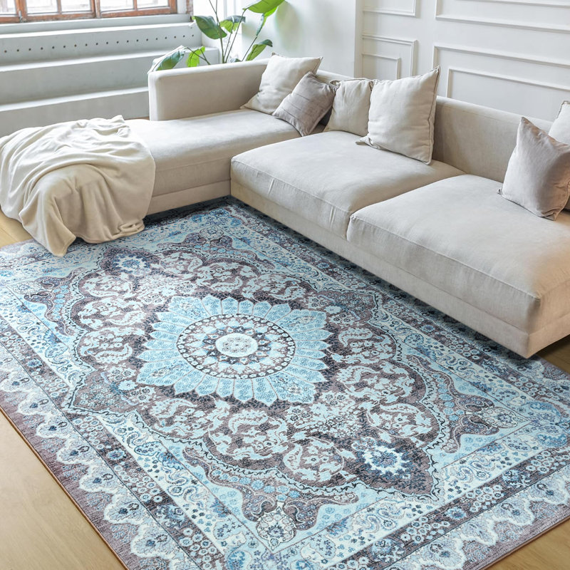 Fillender Washable Soft Vintage Rug Fashion Floral Rug For Living Room Dorm Decor, Rectangle 6' x 9'