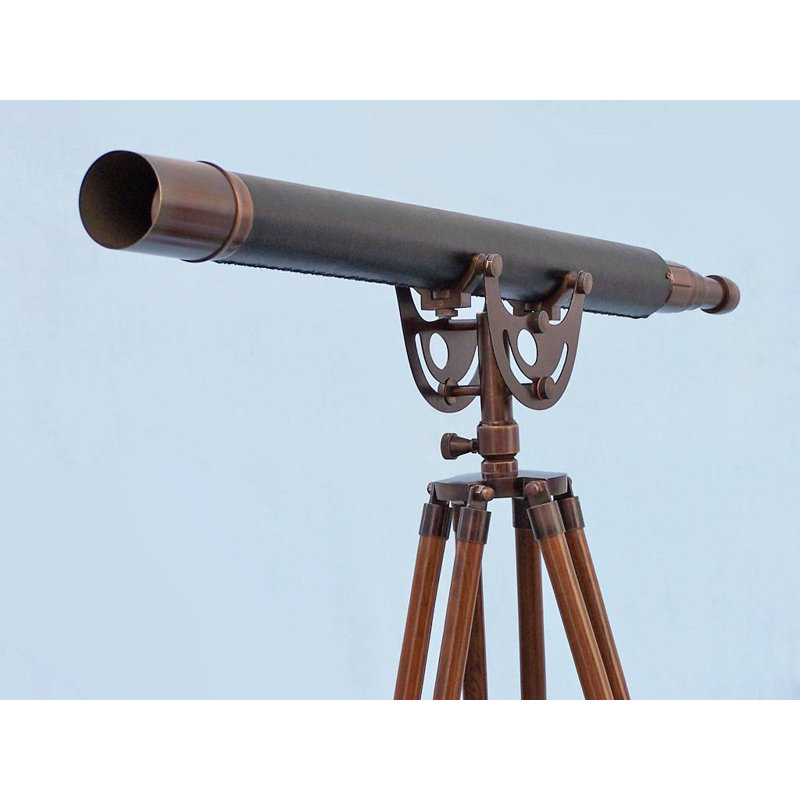 Delaware Entertainment Decorative Telescope, Antique Copper/Black Leather