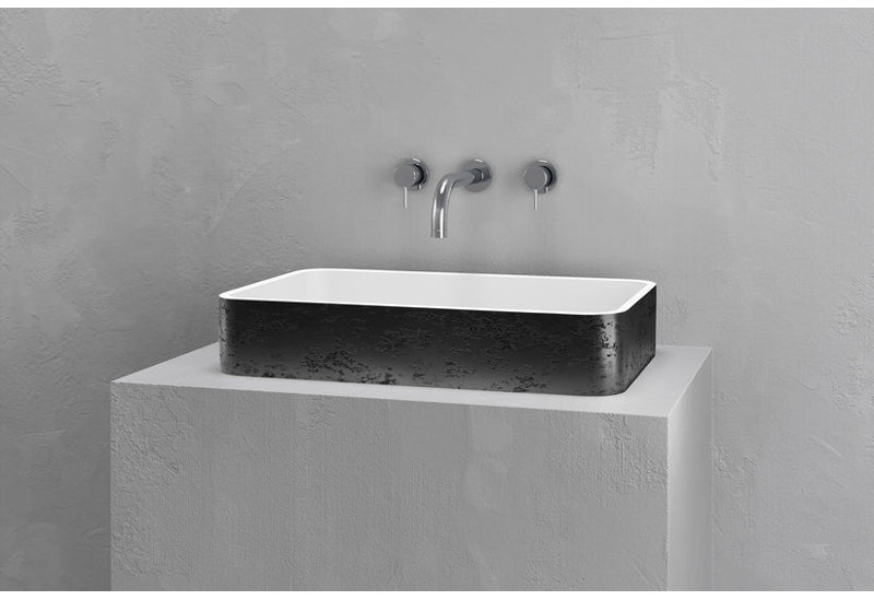 Vast Studio Aged Rectangular Countertop Bathroom Sink, Iron/White