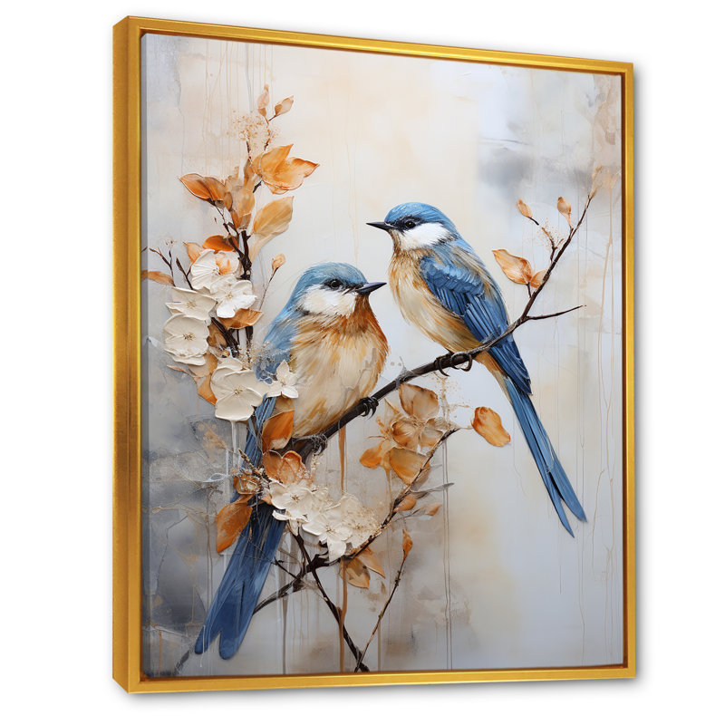 «Minimalisme, oiseaux du paradis, branche florale I», reproduction sur toile, H 40 po x l 30 po x P 1,5 po, Or
