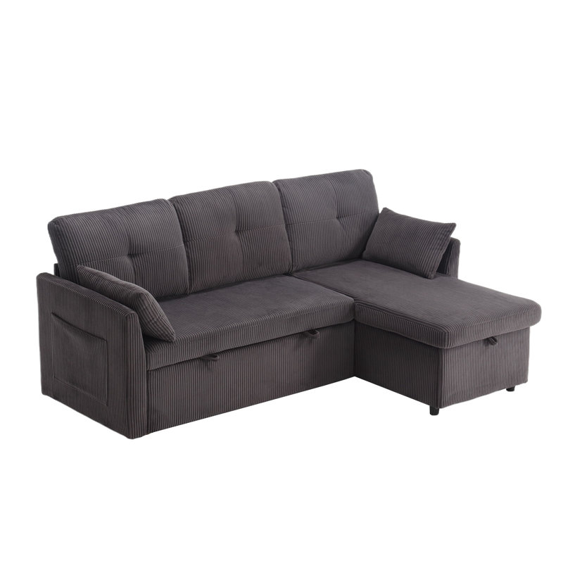 3 Seater Corduroy Sleeper, Charcoal Grey