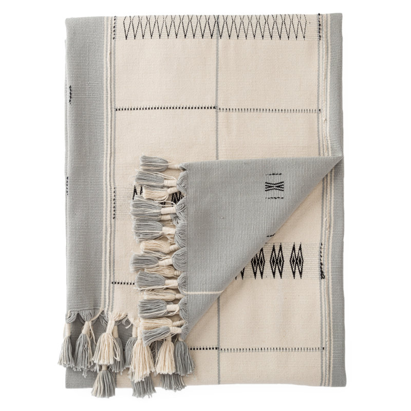 Handmade Reversible Wool and Cotton Throw Blanket
