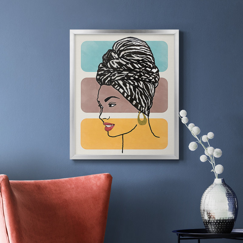 «Head Wrap II», toile encadrée de qualité supérieure - prête à être accrochée, Argent, H 24 po x l 20 po