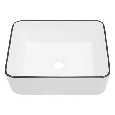 Lavabo de salle de bain rectangulaire en céramique blanche 16X12 pouces