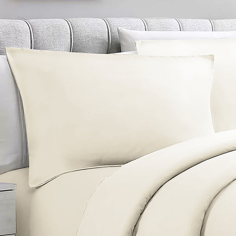 Humiston Solid Colour Duvet Cover Set with Pillowcases, Cream, King Duvet Cover + 2 Standard Pillowcases