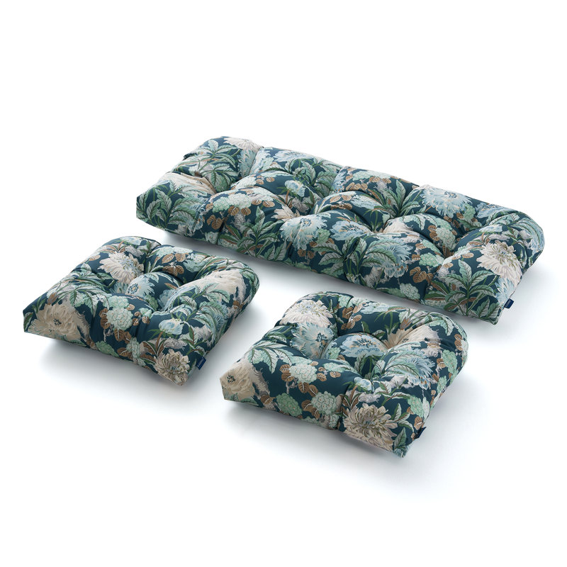 Outdoor 5'' Seat / Back Cushion, Green/Gray Floral