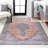 Wincer Chenille Cottage Medallion Machine-Washable Orange/Gray Rug-1477216458