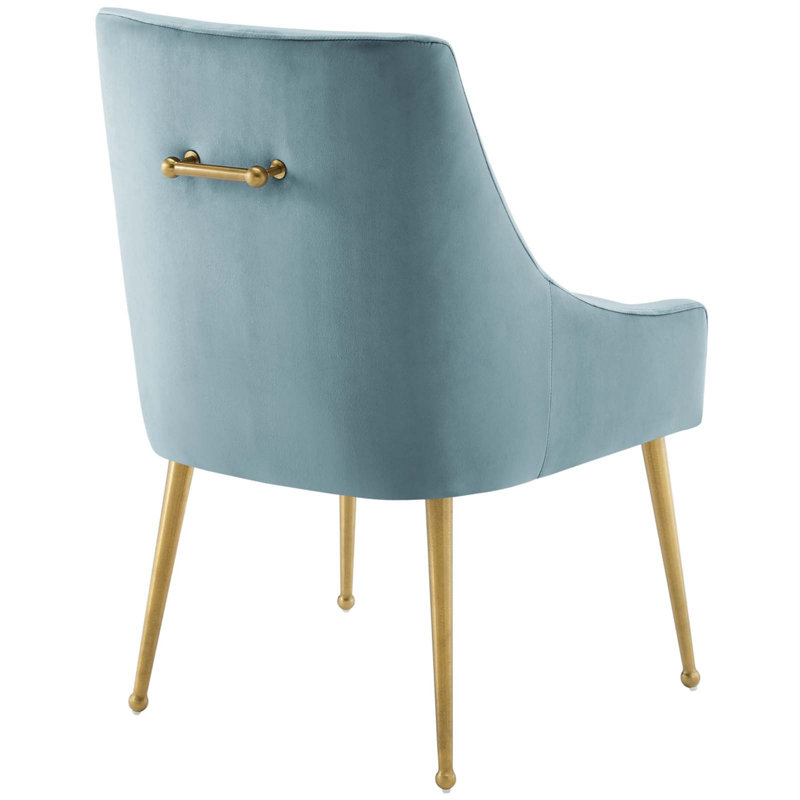 Chaise en velours argenté Orchid Allison, Bleu clair