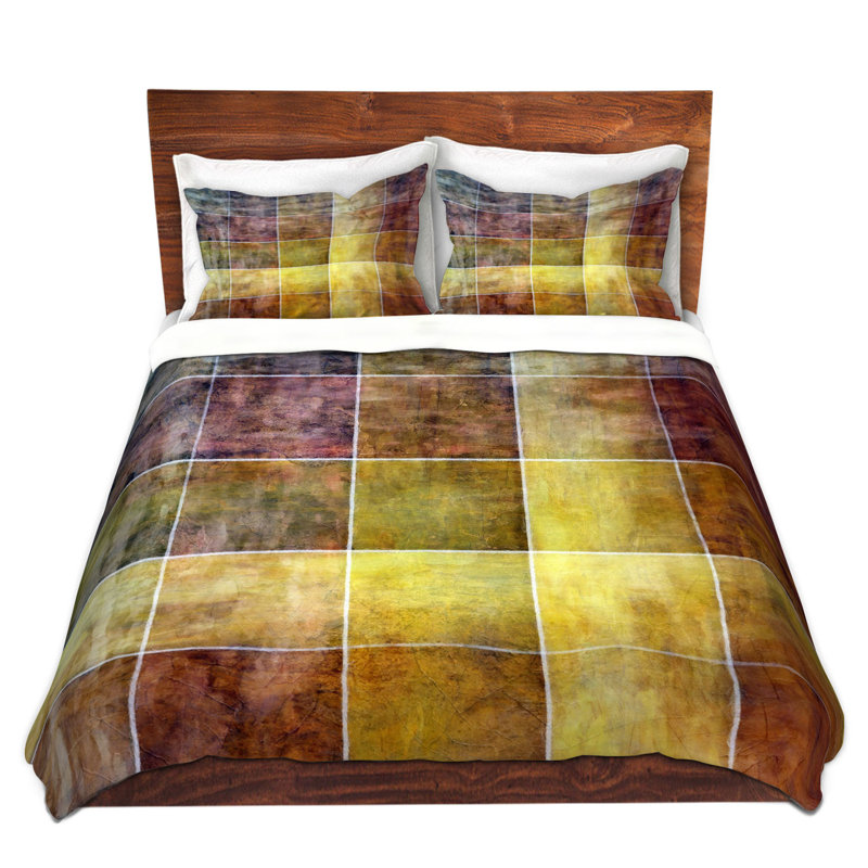 Ensemble de housse de couette lave ditons, 1 housse de couette grand + 2 taies standards, Jaune / Brun