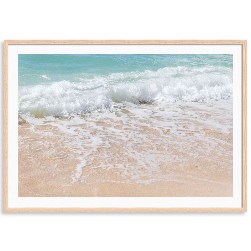 Kauai Ocean And Sand Print by Carly Tabak, 44" W x 31" H, Natural Wood