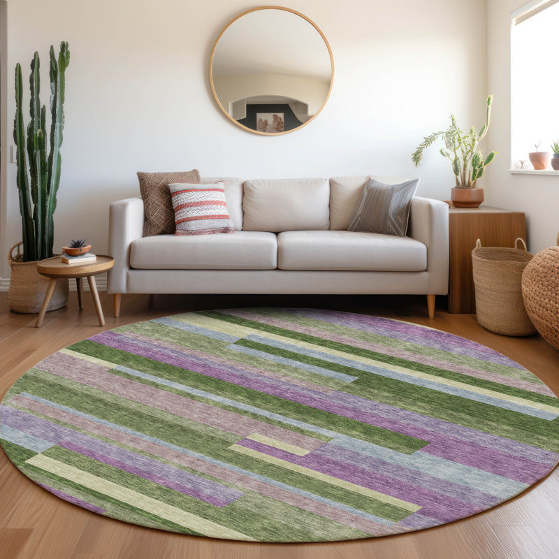 Premium Machine Washable Prisco Cactus Rug, Round 8'