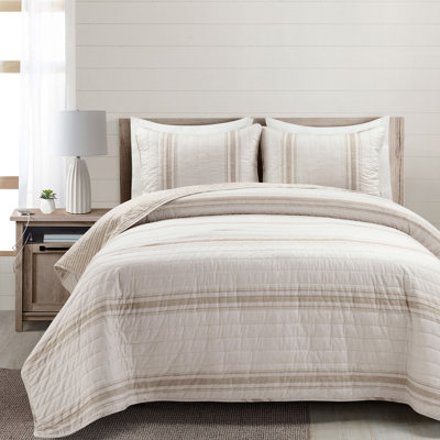 Ensemble de courtepointe réversible en coton standard 3 pièces Gilroy Farmhouse