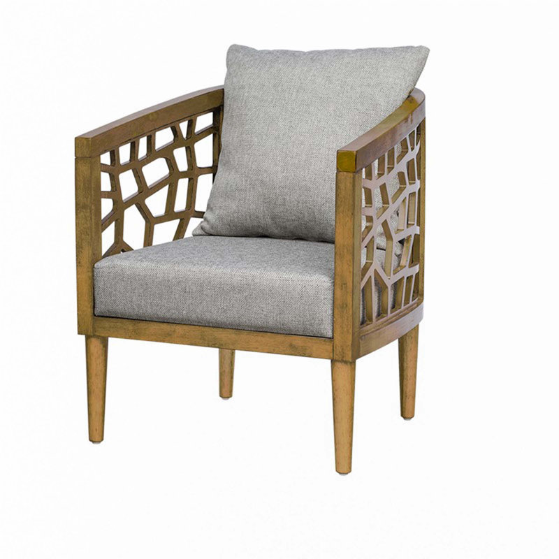 Accent Chair, Light Gray, Brown