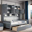 Lit de jour en bois tout-en-un Bellinger avec 2 tiroirs, armoires et tablettes-856040727-856040721