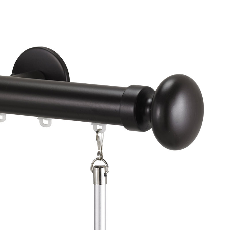 Tringle à rideaux simple 1,13 po Noelani, H 2,3 po x l 60 po x P 3,5 po, Noir