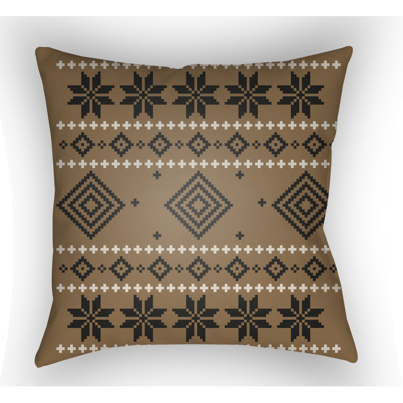 Fair Isle Indoor Outdoor Throw Pillow, 18" H x 18" W x 4" D, Green/Neutral/Blue