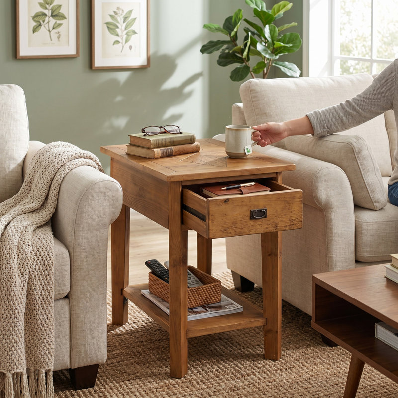 Revive Reclaimed Wood End Table with Drawer & Shelf