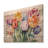 Painted Multicolor Tulips Collage - Tulips Wood Panel Wall Art On Natural Pine Wood-101409367