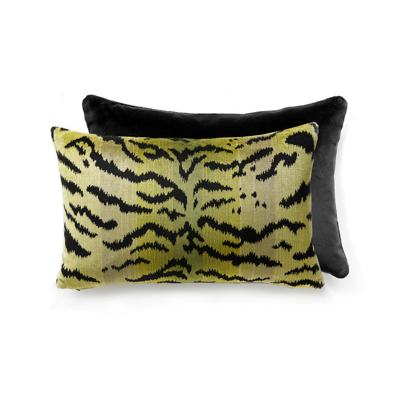 Wild Glamour Silk Pillow Cover & Insert, 14" H x 22" W x 6" D, Ivory/Black