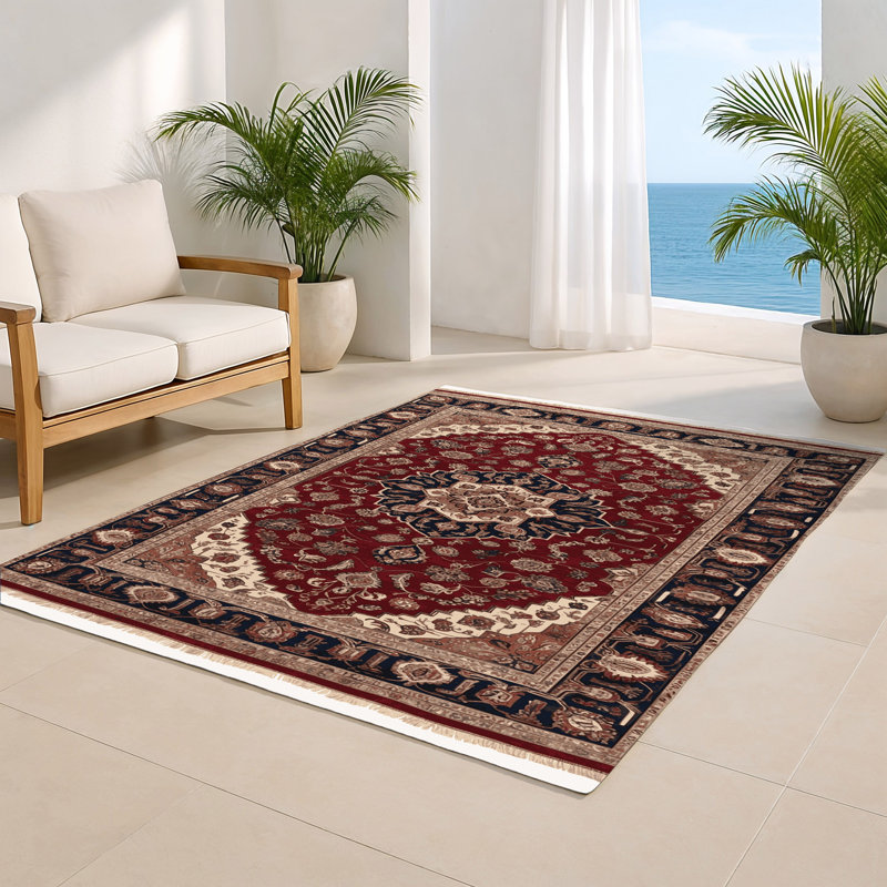 Turkish Black Indoor and Outdoor Area Rug, Rectangle 8' x 10'