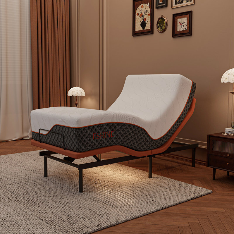 Structure de lit réglable avec matelas hybride de 14 po, soutien lombaire, oreiller de tête, contrôle intelligent de l'application, télécommande sans fil, massage, lumières sous le lit, ports USB et de type C, positions de mémoire