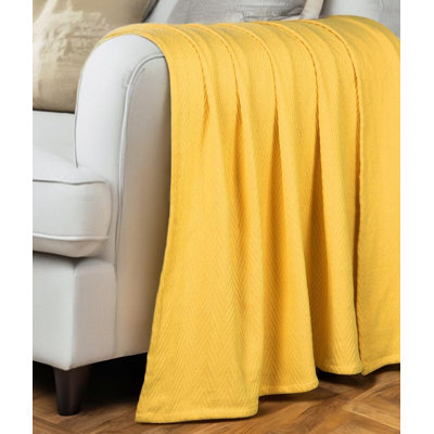 King Gold Cotton Woven Chevron Blanket