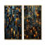 «Copper Canyons Skycrapers Cityscape», ensemble de 2 reproductions d'art mural abstrait-367532459-367532461