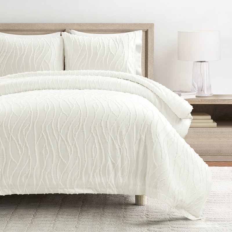 Lush Decor Jacquard Wave Duvet Cover Set, Queen Duvet Cover + 2 Standard Shams