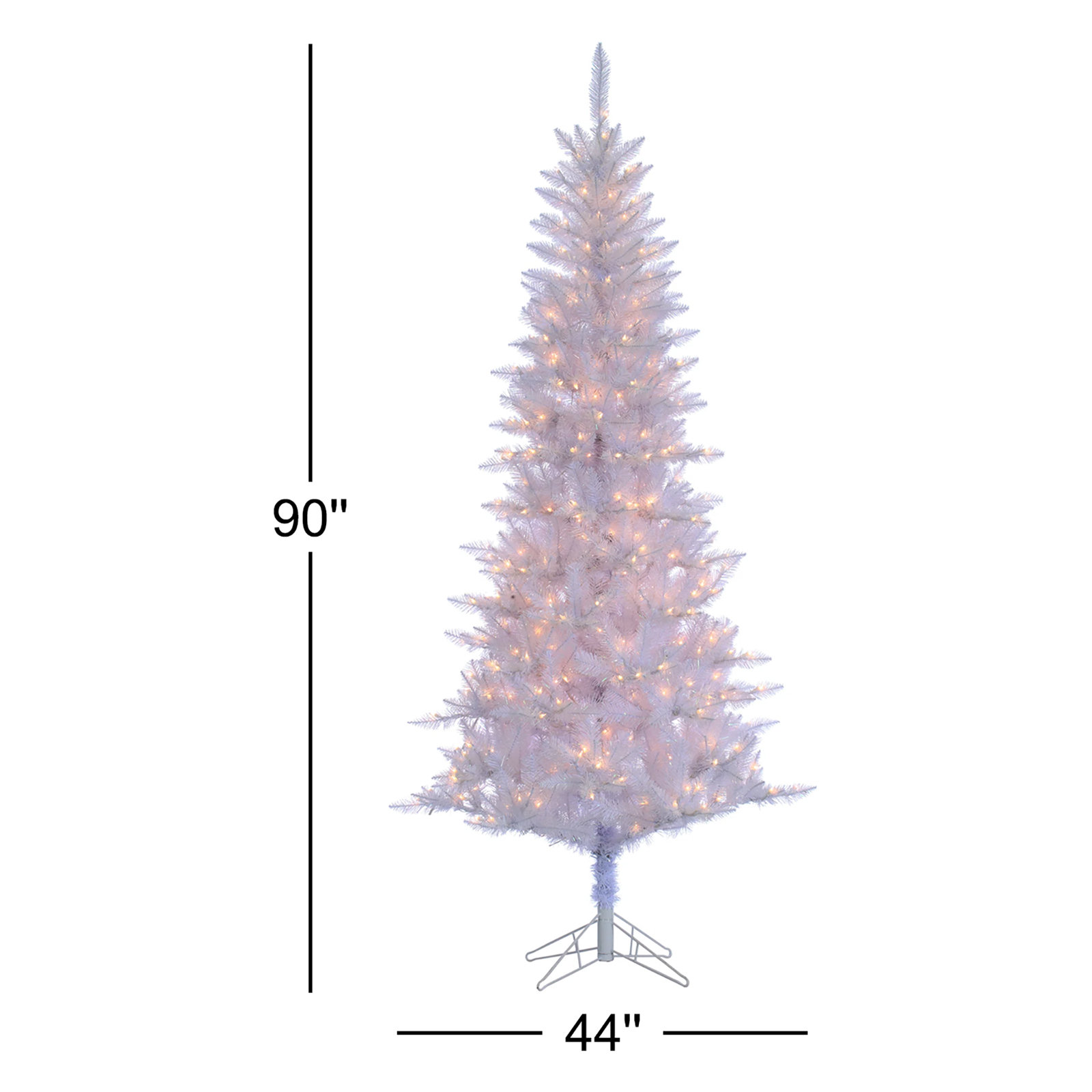 Pre-Lit White Pine Christmas Tree, 7.5' H, White/Clear