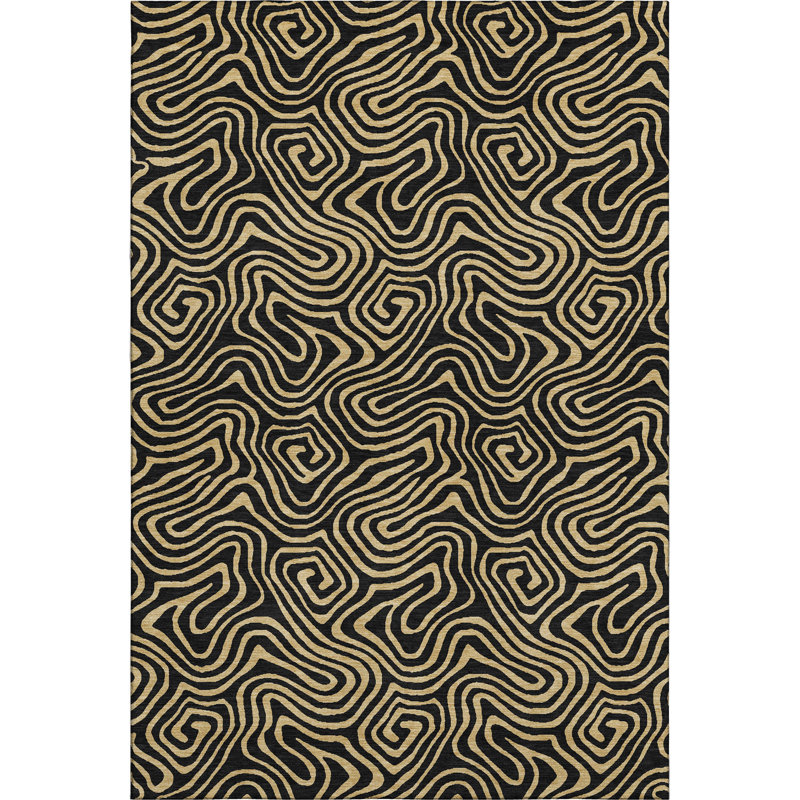 Premium Machine Washable Birchview AMF1031 Swirls Rug, Rectangle 8' x 10'