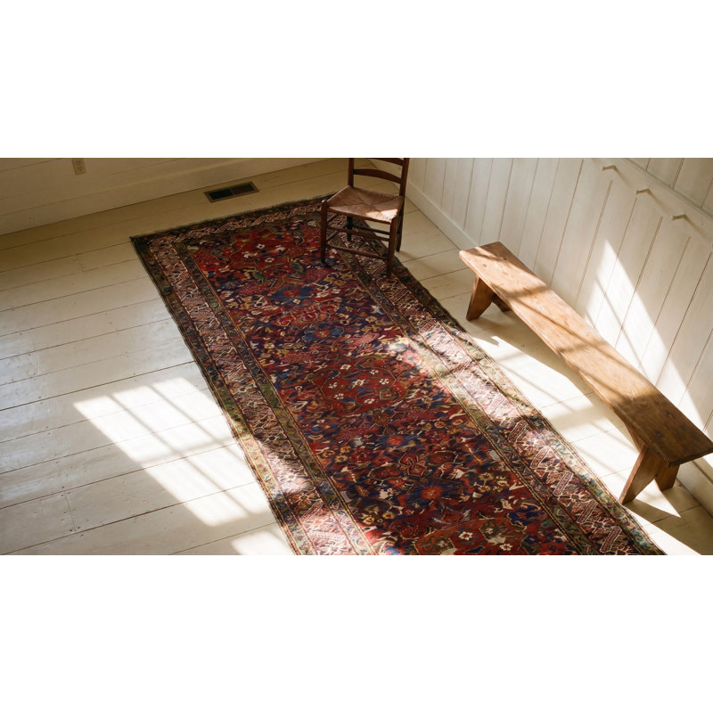 Long and Narrow Antique Tribal Colorful Jewel Tone Caucasian Seychour Rug