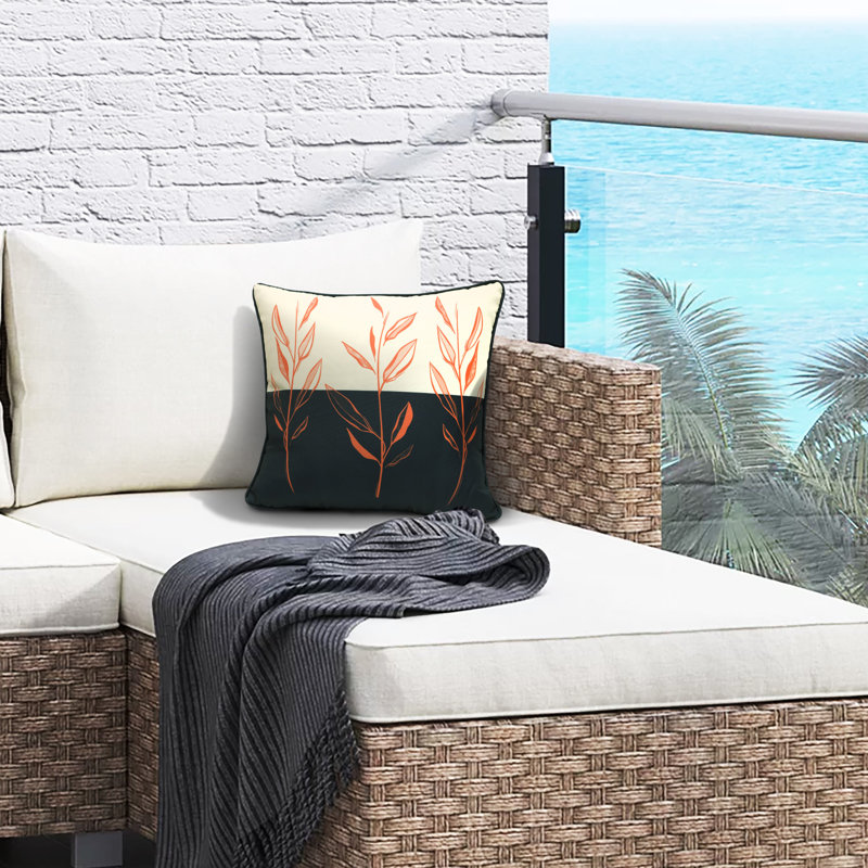 Outdoor Orange Stems Print Pillow 18 x 18