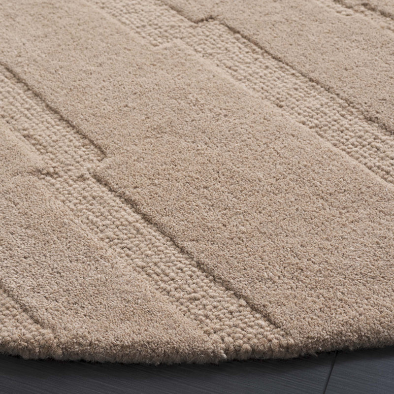 Elona Hand Tufted Cotton/Wool Taupe Rug, Rond 6 pi