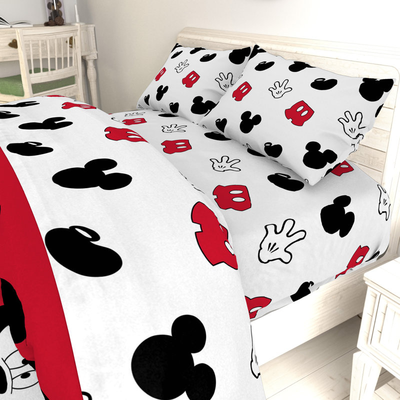 Mickey Mouse Bed Set w/ Sham, Twin Comforter + 3 Additional Pieces