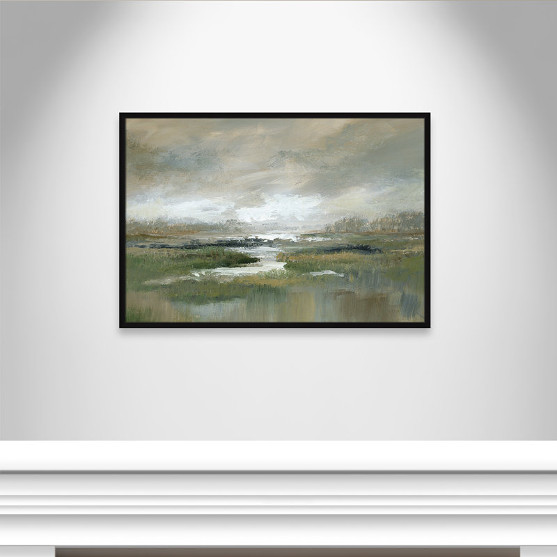 «Misty Inlet» par Nan - reproduction de cadre photo simple, L 41,5 po x H 29,5 po, Cadre noir satiné