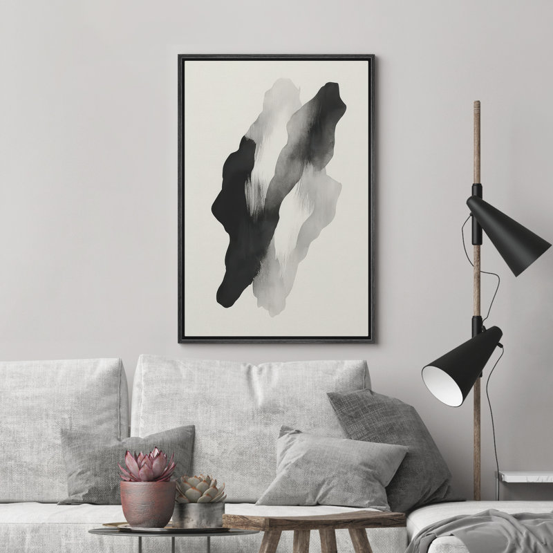 Reproduction d'art abstrait sur toile encadrée pour décoration intérieure moderne, H 24 po x l 16 po, Noir