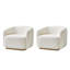 Ensemble de 2 fauteuils pivotants modernes en chenille avec base en bois massif Berklie-413613218