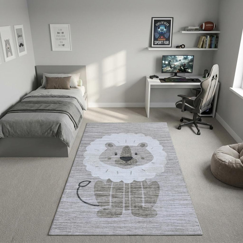 Tapis juvénile beige et gris 8 pi x 11 pi