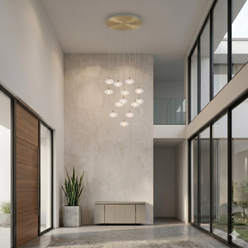 Luminaire suspendu géométrique à DEL 13 lumières Alvie, Laiton brossé