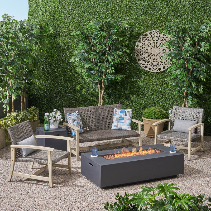 Acacia 4 - Person Patio Conversation Set, Light Gray/Mixed Black