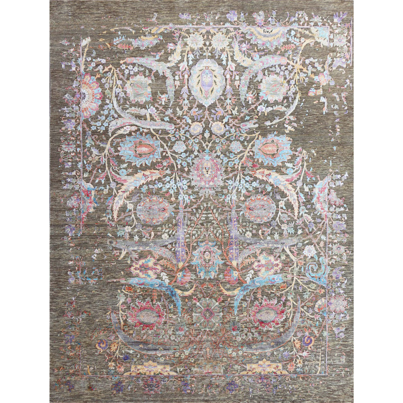 Tapis rectangulaire noué à la main, Rectangle 12 pi x 15 pi