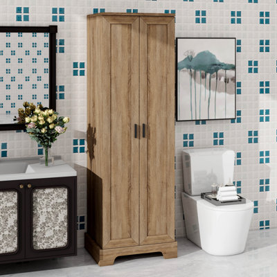 Armoire de rangement avec deux portes pour la salle de bain et le bureau, équipée d'une tablette réglable