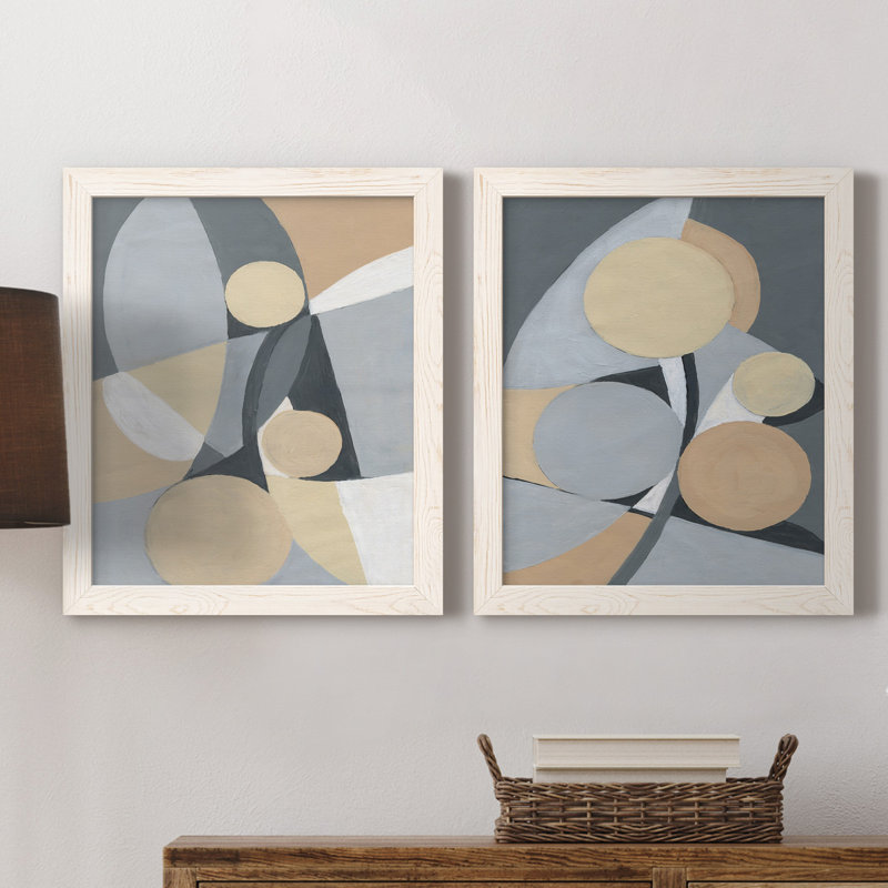 Millenium I - ensemble de 2 reproductions d'art, Toile blanche encadrée, Pas de tapis, H 20 po x l 17 po x P 1 po