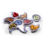 Dipper Handcrafted Ceramic Star Divided Serving Dish - 6 Piece Appetizer and Condiment Tray Set