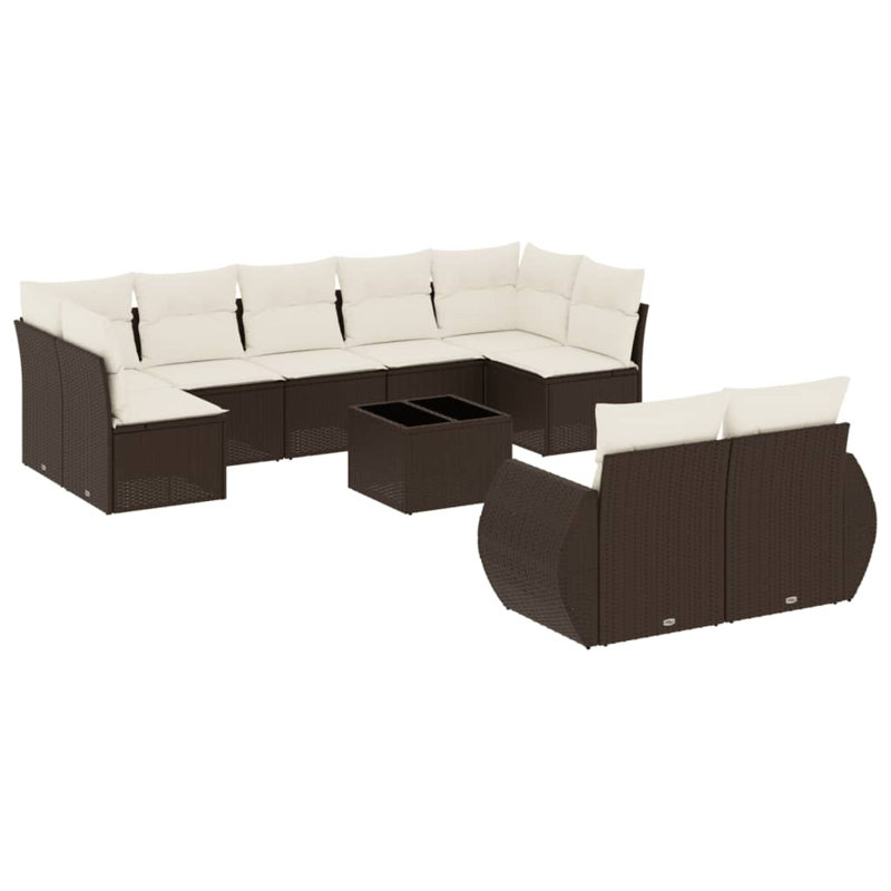 Ensemble de canapé de jardin Vidaxl brun et crème